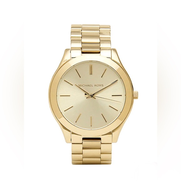 MICHAEL KORS “SLIM RUNWAY” MK3179 GOLD WATCH - Picture 2 of 3